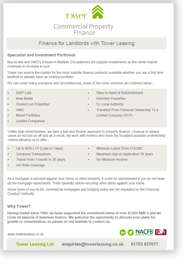 Cover_Finance for Landlords with Tower Leasing