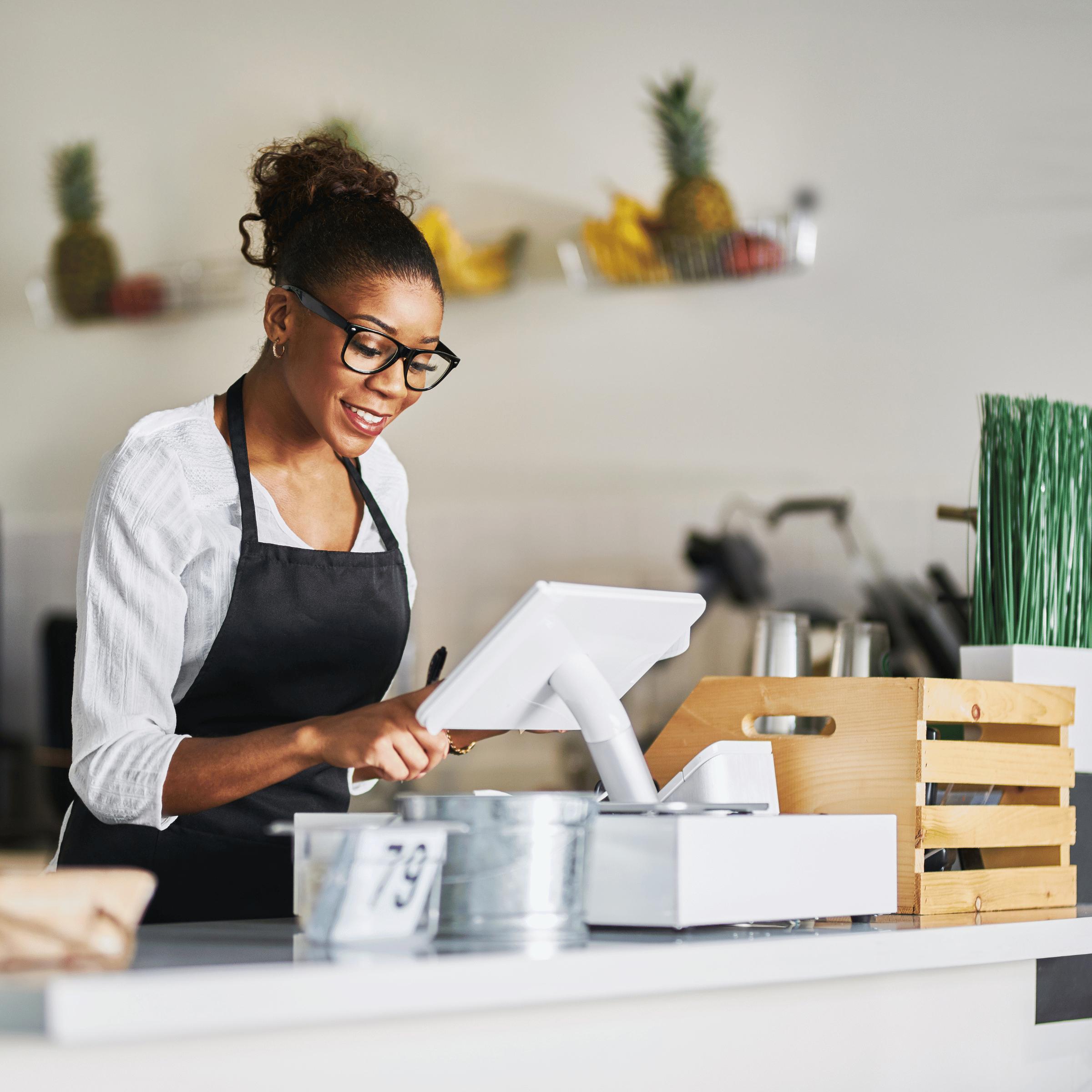 Woman using a POS System